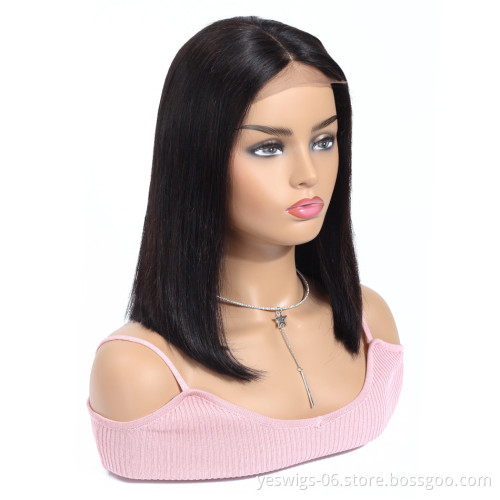 Fashion Design 8 Inch Malaysian Human Hair Lace Front Closure Short Bob Wig Wholesale Straight Human Hair Bob Malaysian Wigs